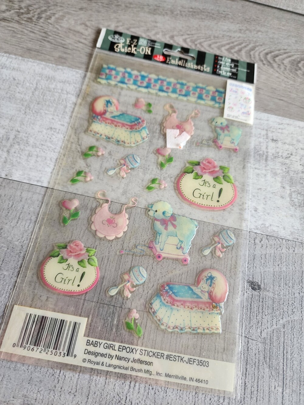 Baby Girl Epoxy Stickers - Large Royal & Langnickel - Scrapbook Cards New #47